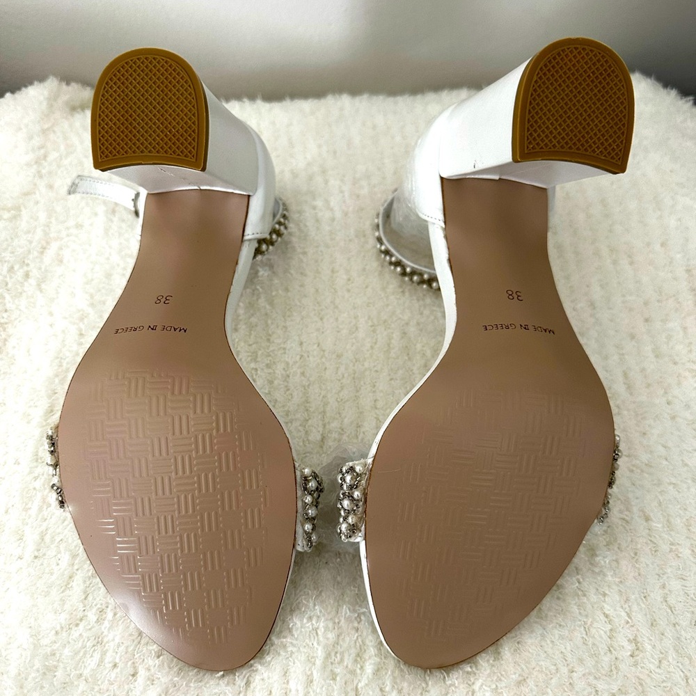 NWT White Pearl Heels - Handmade in Greece - Picture 4 of 6